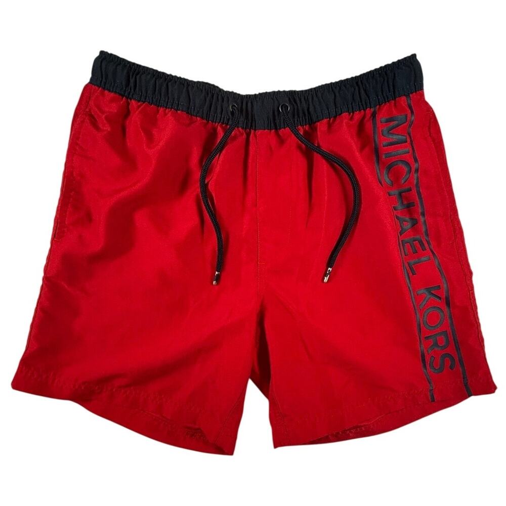 Michael Kors Men’s Swim Trunks - Red / Navy Blue - size: Medium